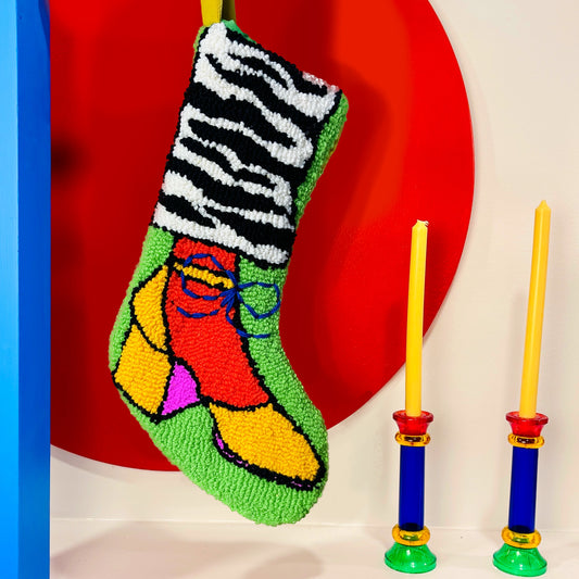 Shoe Stocking 9, Neon Zebra